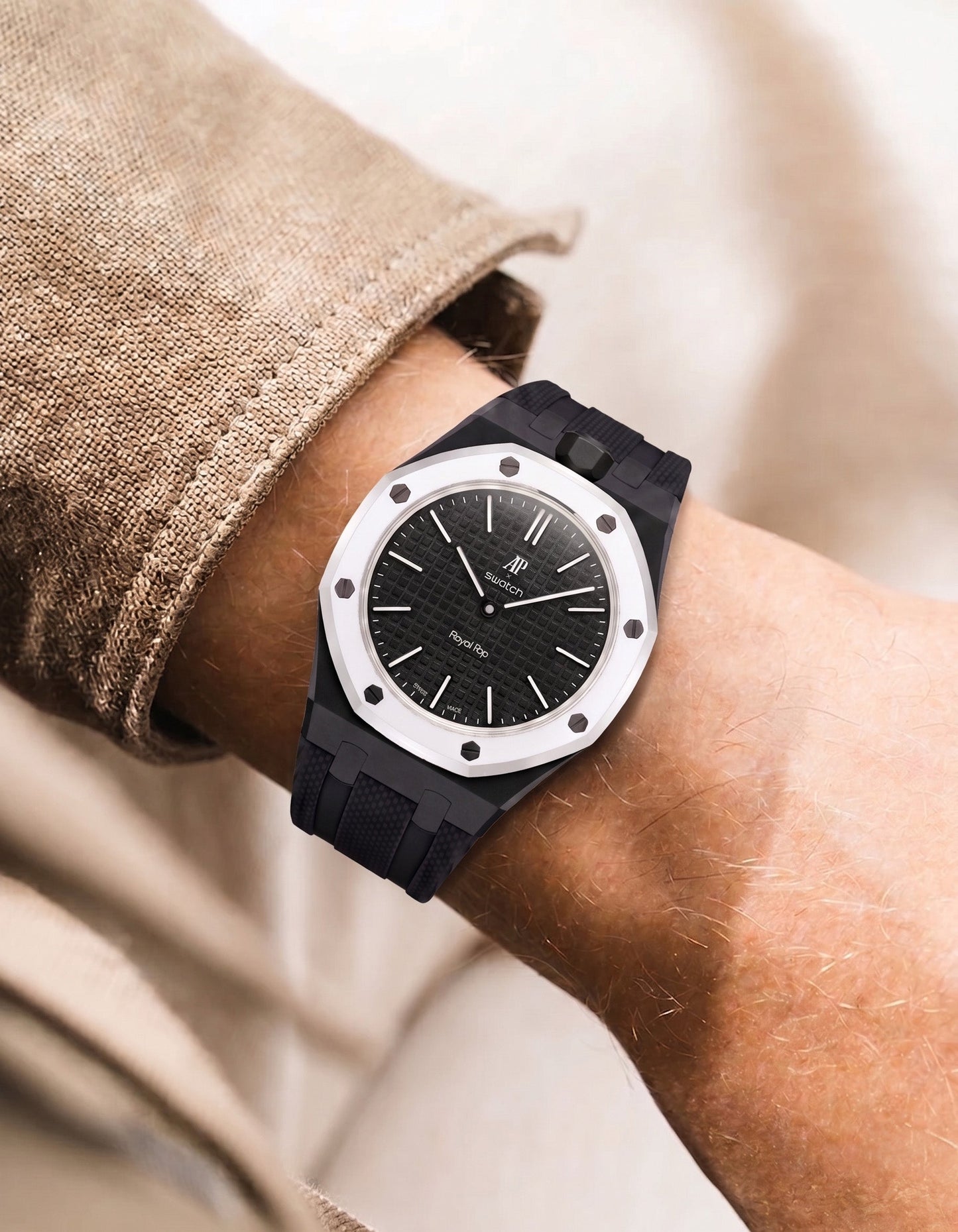 Rubber Strap For AP x Swatch Royal Pop Ocho Negro