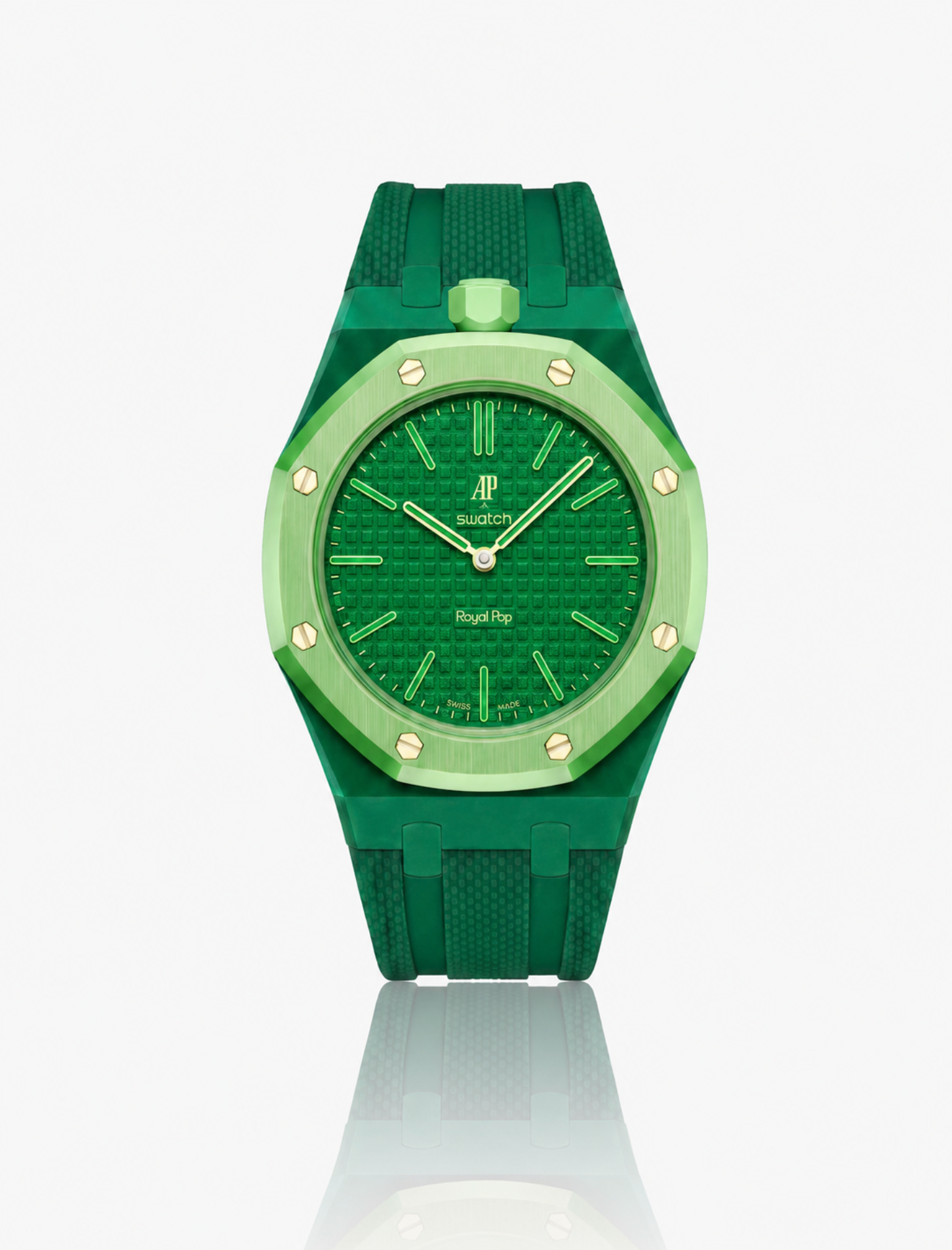 Rubber Strap For AP x Swatch Royal Pop Green Eight